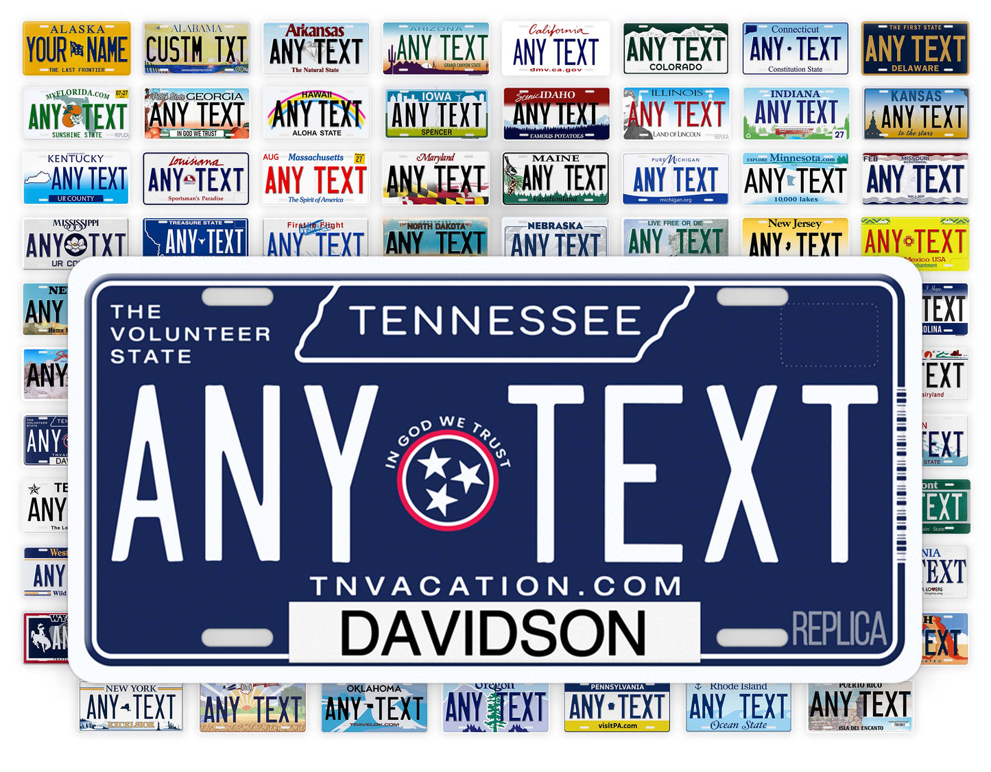 Personalized Tennessee Novelty License Plate, Replica TN Custom Auto Tag