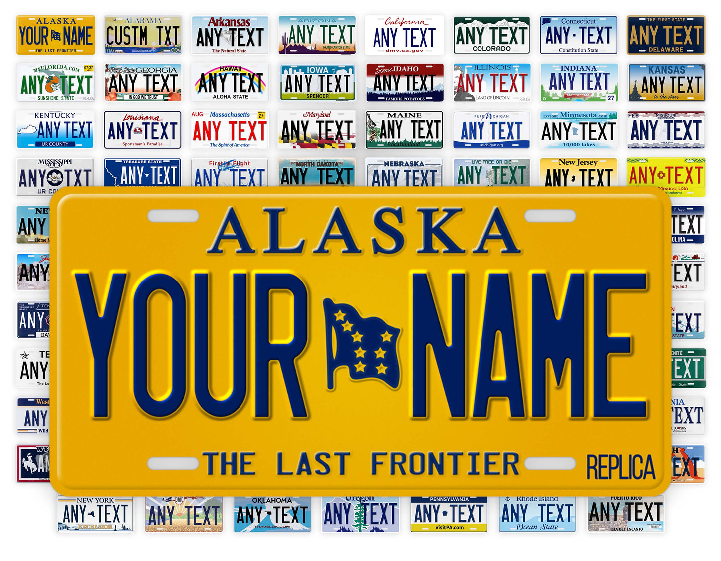 Personalized Alaska Novelty License Plate, Replica AK Custom Auto Tag
