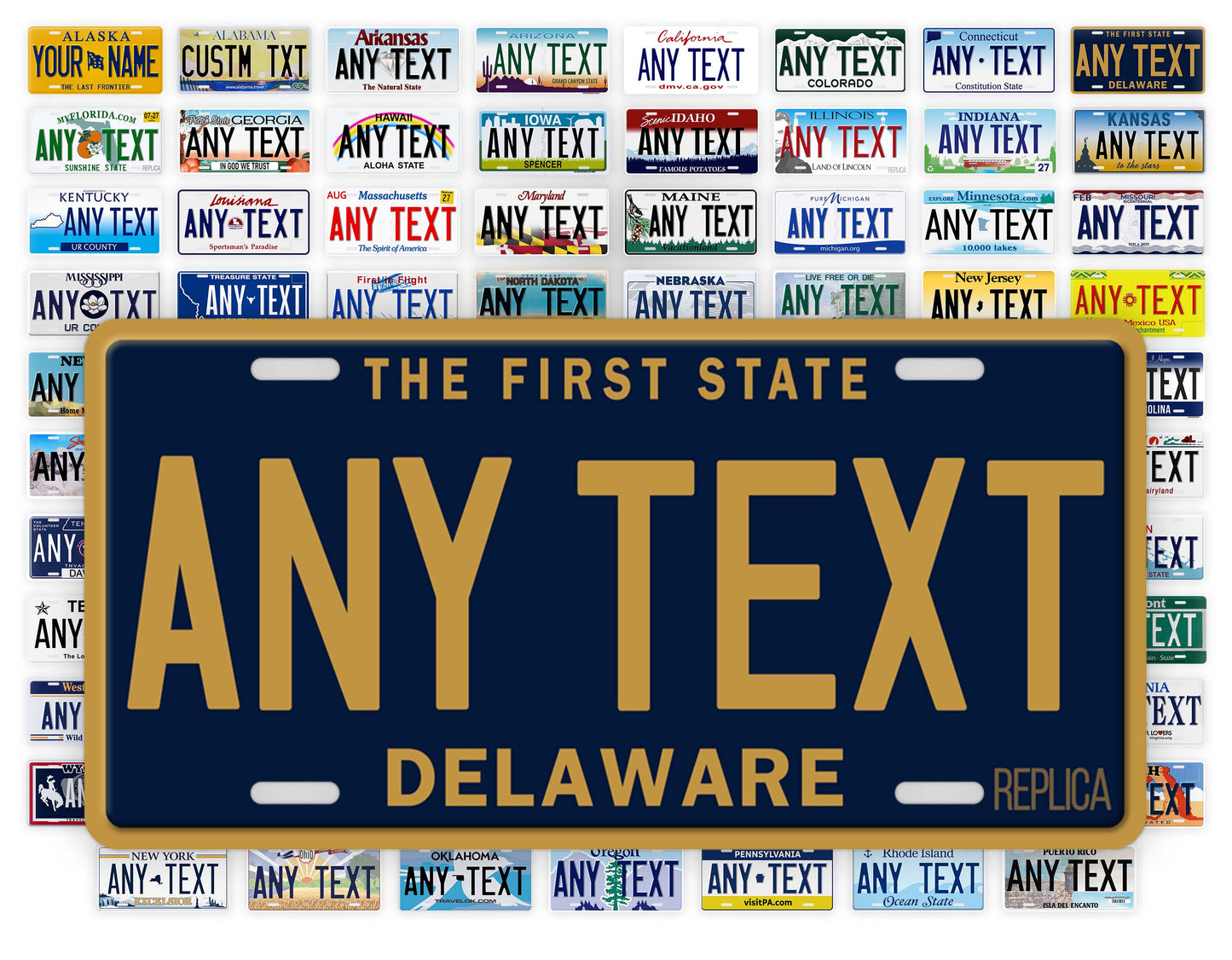 Personalized Delaware Novelty License Plate, Replica DE Custom Auto Tag