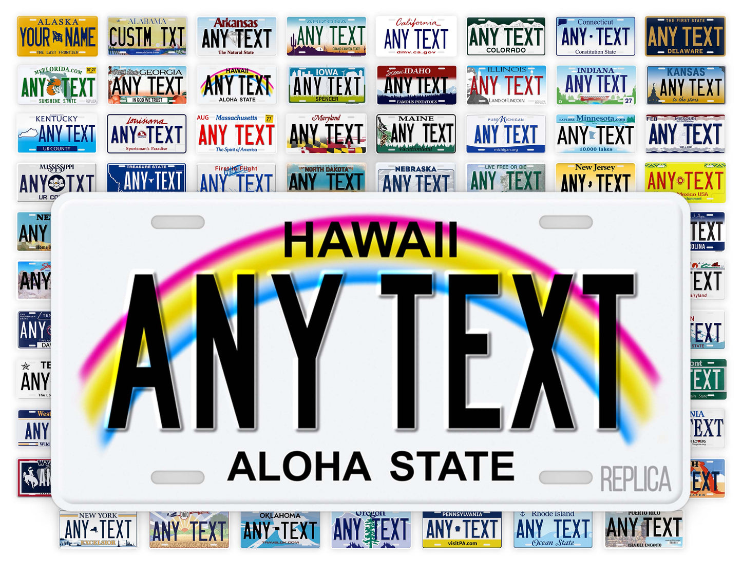 Personalized Hawaii Novelty License Plate, Replica HI Custom Auto Tag