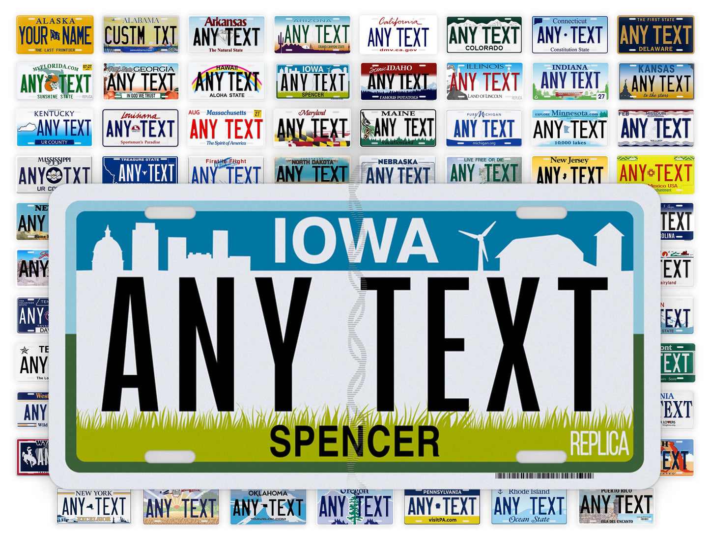 Personalized Iowa Novelty License Plate, Replica IA Custom Auto Tag