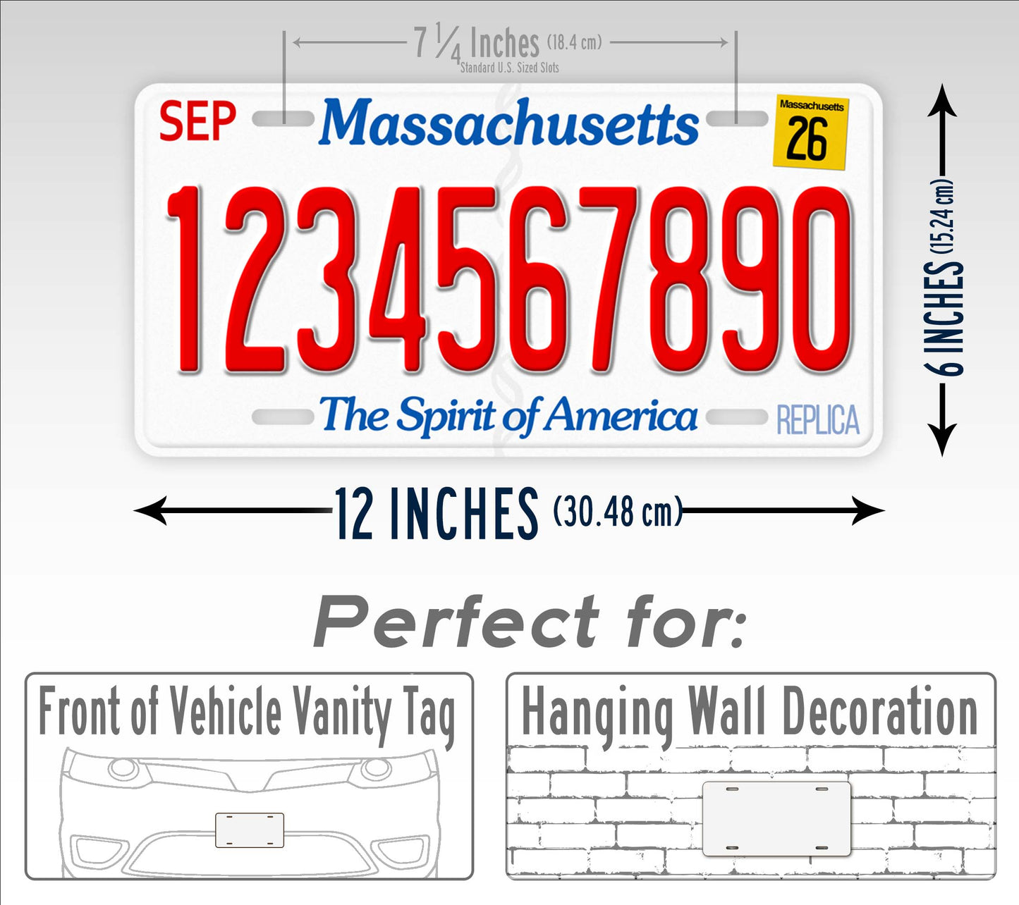 Personalized Massachusetts Novelty License Plate, Replica MA Custom Auto Tag
