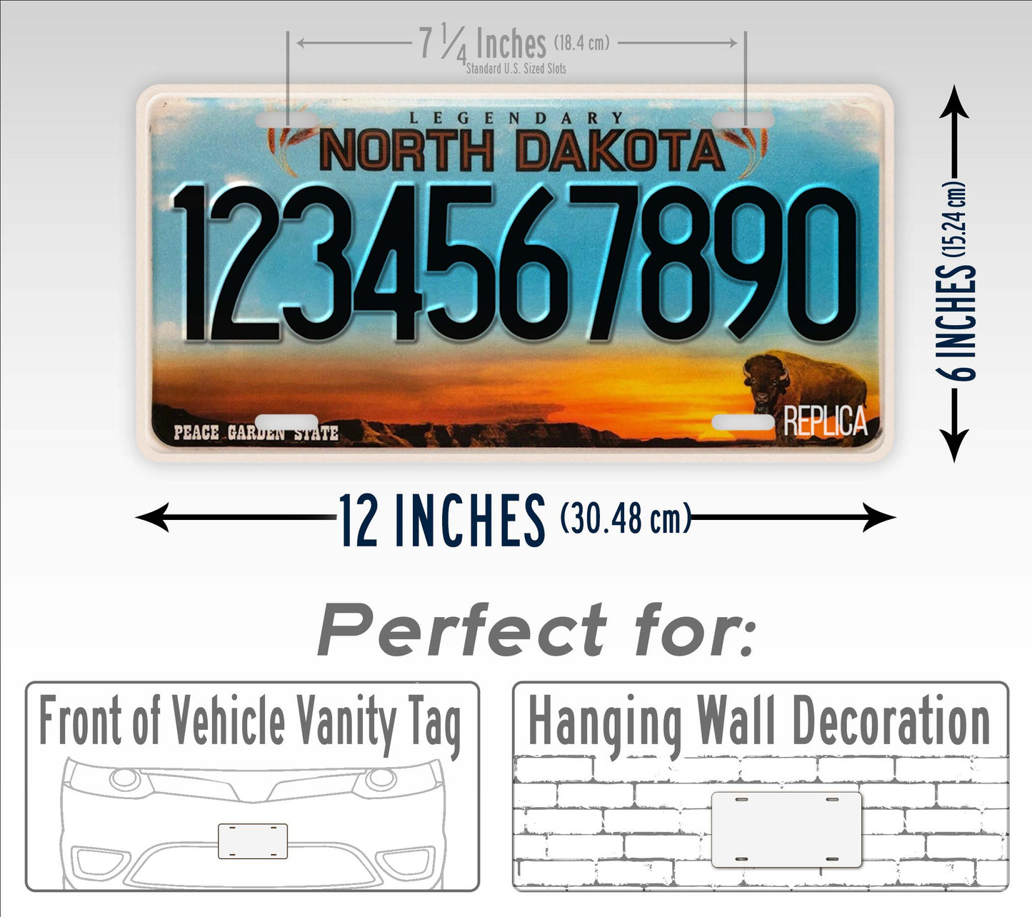 Personalized North Dakota Novelty License Plate, Replica ND Custom Auto Tag