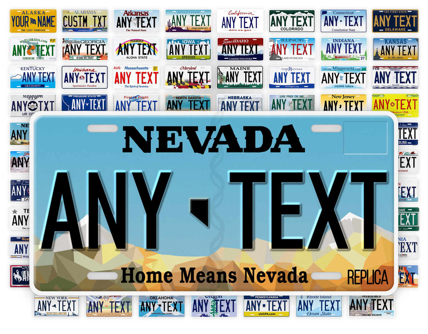 Personalized Nevada Novelty License Plate, Replica NV Custom Auto Tag