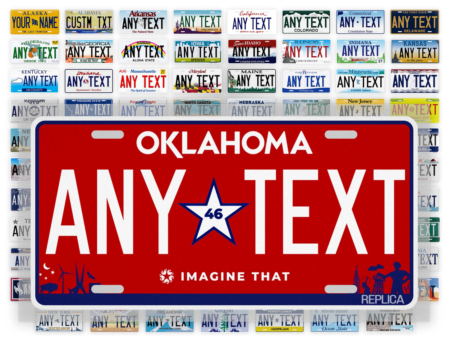 Personalized Oklahoma Novelty License Plate, Replica OK Custom Auto Tag