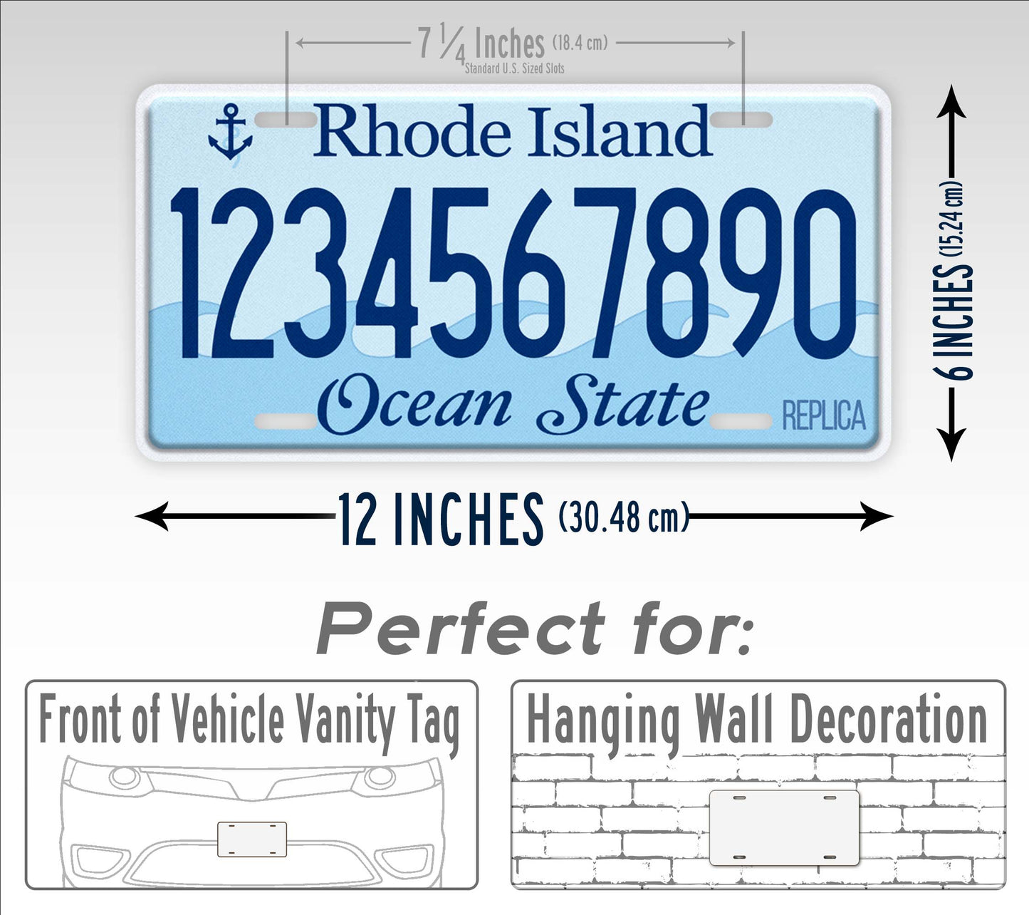 Personalized Rhode Island Novelty License Plate, Replica RI Custom Auto Tag