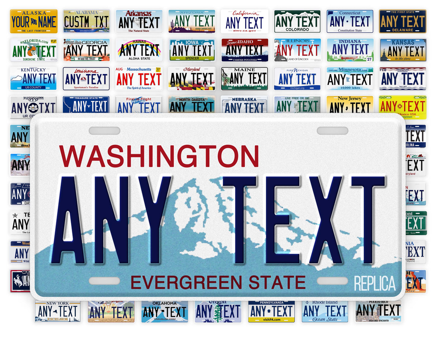 Personalized Washington Novelty License Plate, Replica WA Custom Auto Tag