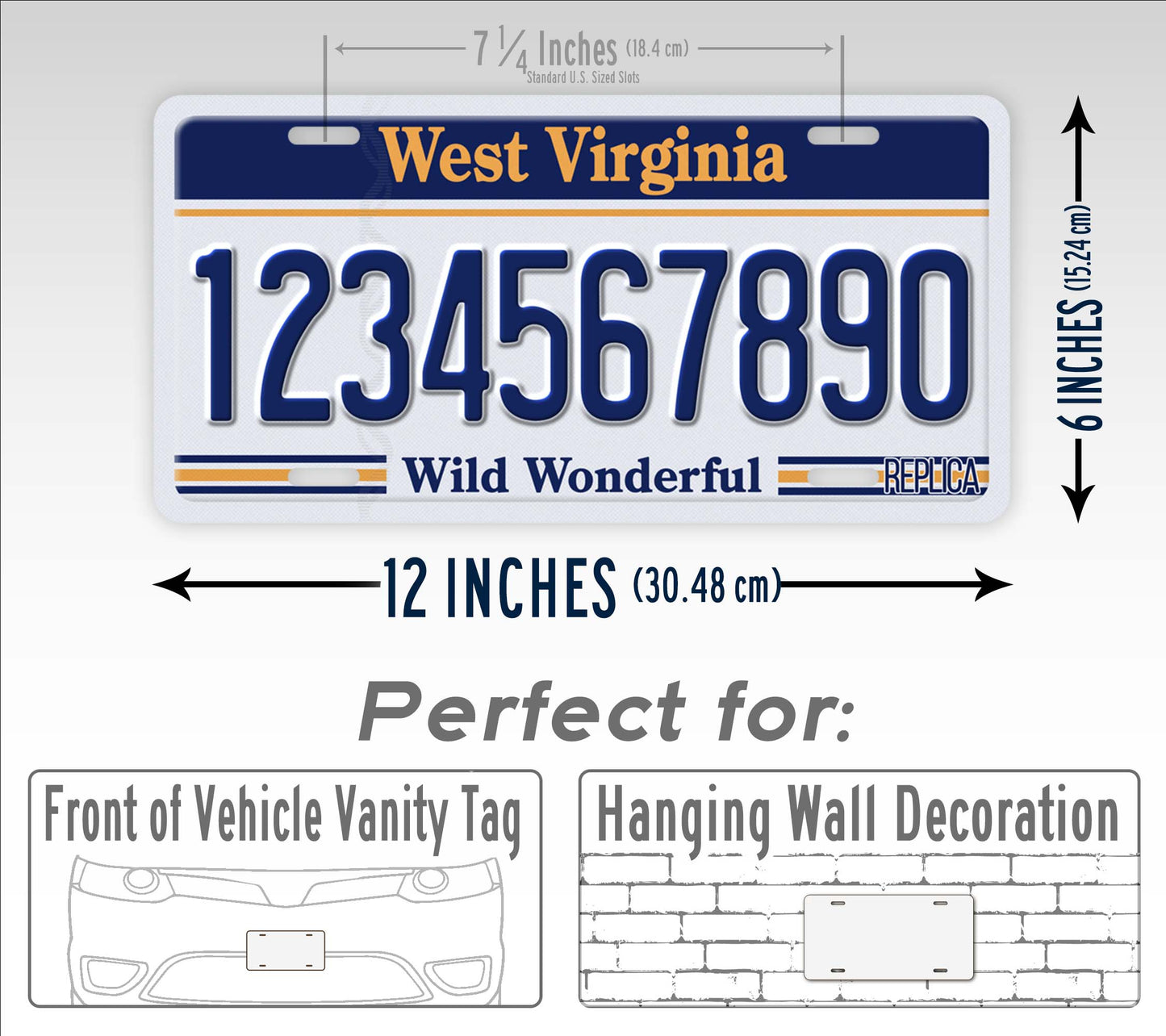 Personalized West Virginia Novelty License Plate, Replica WV Custom Auto Tag