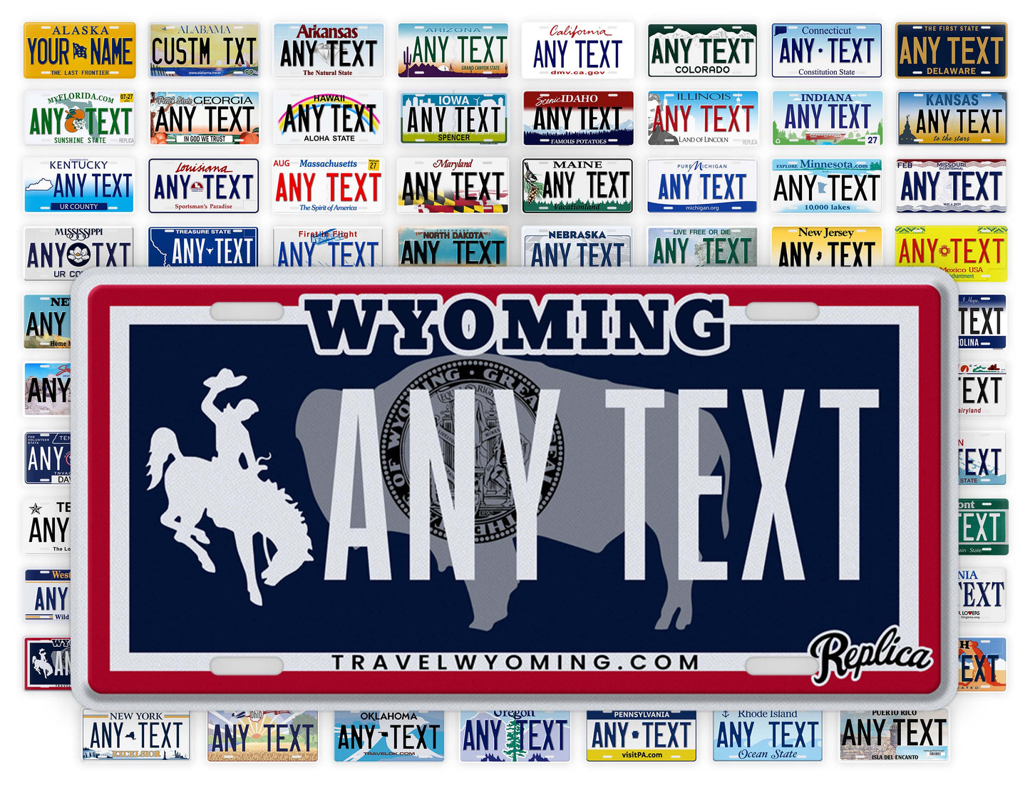 Personalized Wyoming Novelty License Plate, Replica WY Custom Auto Tag