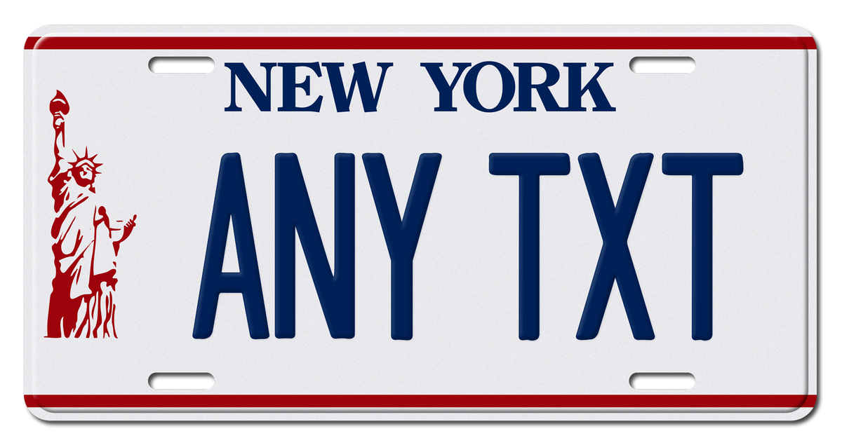 New York "White Liberty" Novelty License Plate