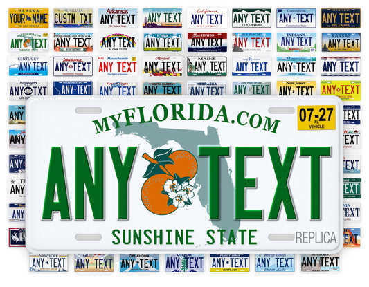 Personalized Florida Novelty License Plate, Replica FL Custom Auto Tag