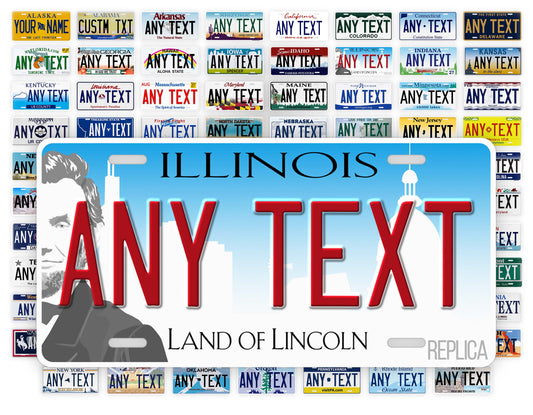 Personalized Illinois Novelty License Plate, Replica IL Custom Auto Tag