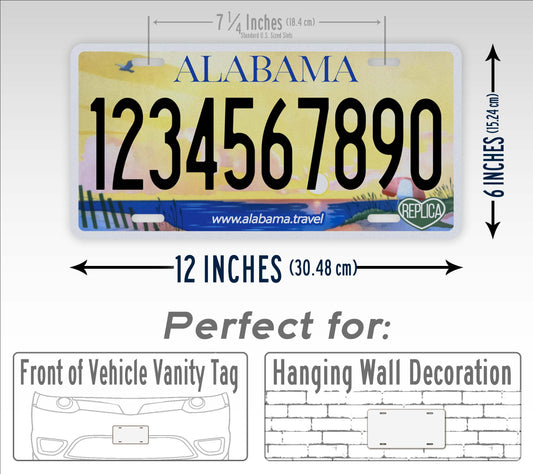 Personalized Alabama Novelty License Plate, Replica AL Custom Auto Tag