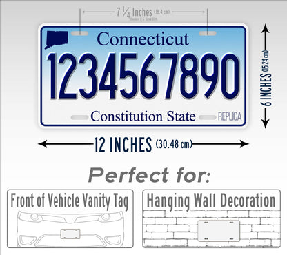 Personalized Connecticut Novelty License Plate, Replica CT Custom Auto Tag