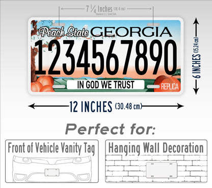 Personalized Georgia Novelty License Plate, Replica GA Custom Auto Tag