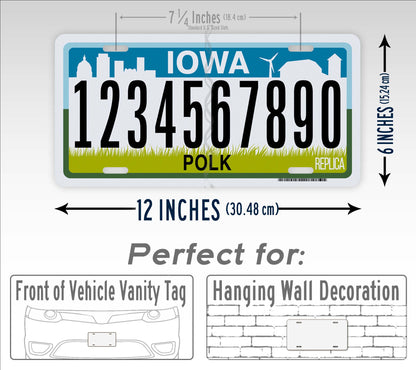 Personalized Iowa Novelty License Plate, Replica IA Custom Auto Tag