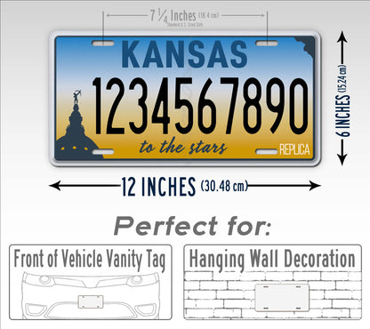 Personalized Kansas Novelty License Plate, Replica KS Custom Auto Tag