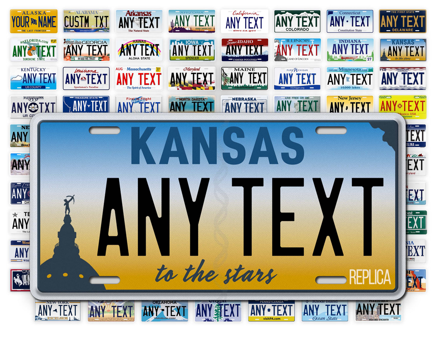 Personalized Kansas Novelty License Plate, Replica KS Custom Auto Tag
