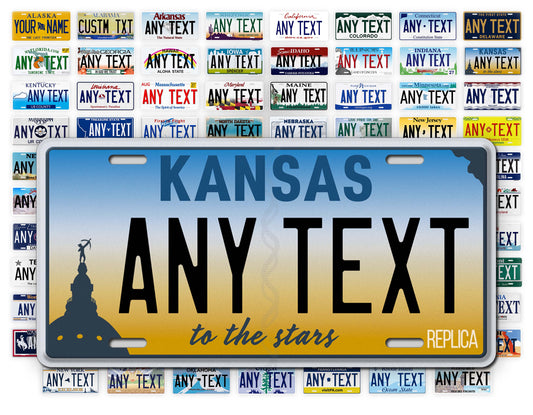 Personalized Kansas Novelty License Plate, Replica KS Custom Auto Tag