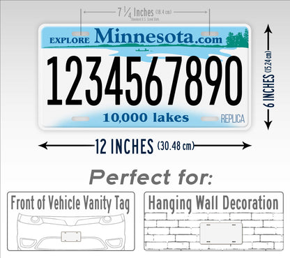 Personalized Minnesota Novelty License Plate, Replica MN Custom Auto Tag