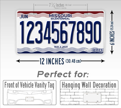 Personalized Missouri Novelty License Plate, Replica MO Custom Auto Tag