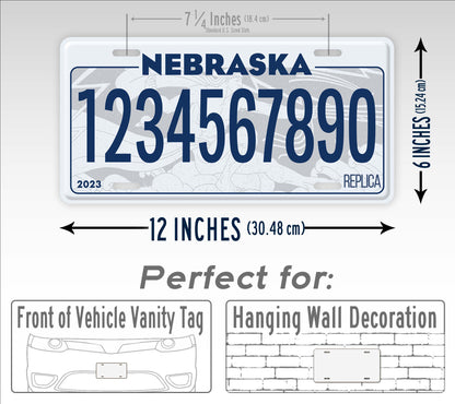 Personalized Nebraska Novelty License Plate, Replica NE Custom Auto Tag