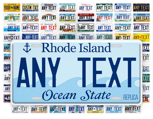 Personalized Rhode Island Novelty License Plate, Replica RI Custom Auto Tag