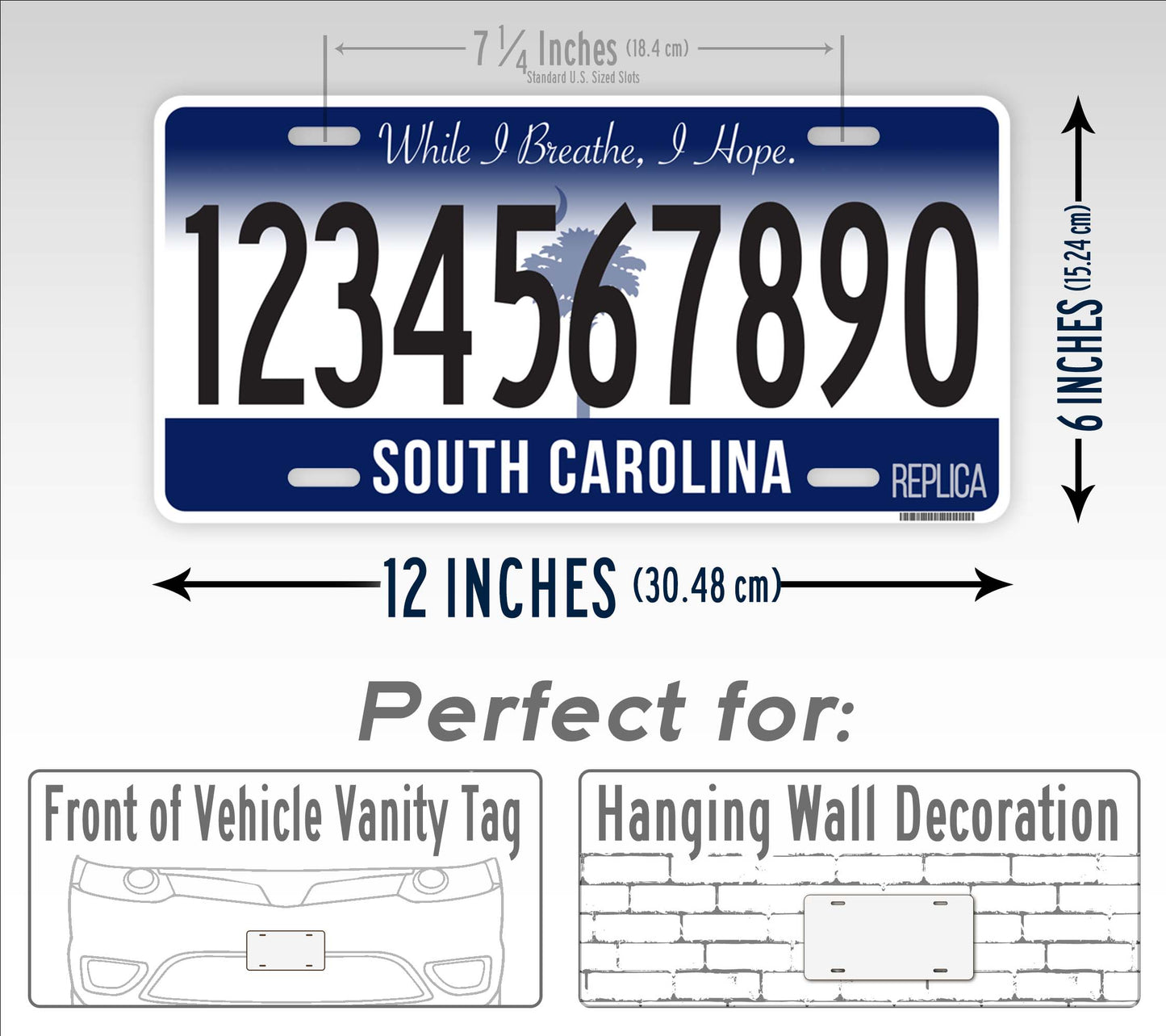 Personalized South Carolina Novelty License Plate, Replica SC Custom Auto Tag