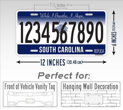Personalized South Carolina Novelty License Plate, Replica SC Custom Auto Tag