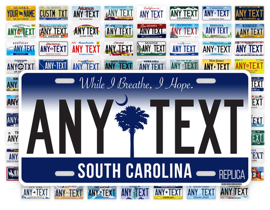 Personalized South Carolina Novelty License Plate, Replica SC Custom Auto Tag