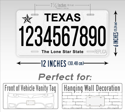 Personalized Texas Novelty License Plate, Replica TX Custom Auto Tag