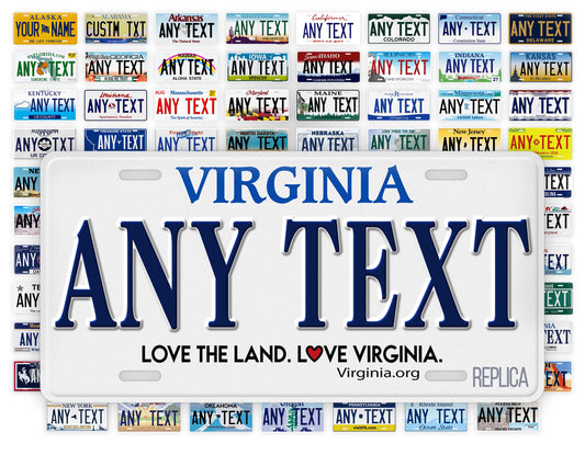 Personalized Virginia Novelty License Plate, Replica VA Custom Auto Tag