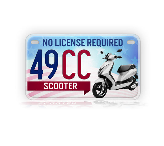 Patriotic Moped Motorcycle Tag