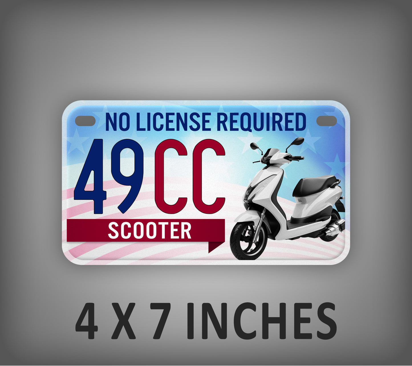 Patriotic Moped Motorcycle Tag