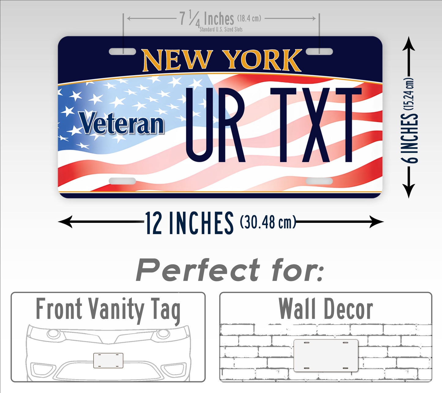 New York "Veteran - American Flag" Novelty License Plate