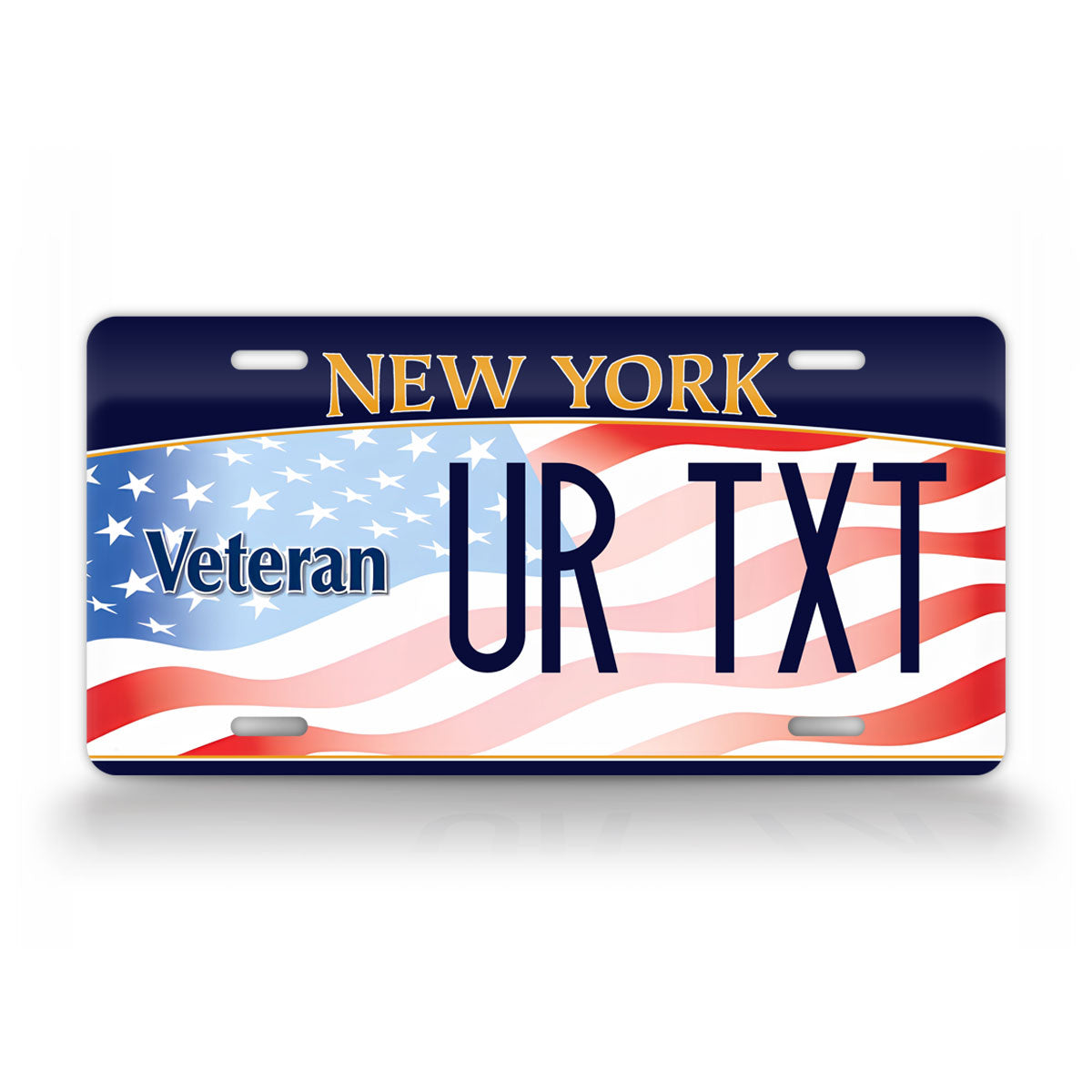 New York "Veteran - American Flag" Novelty License Plate