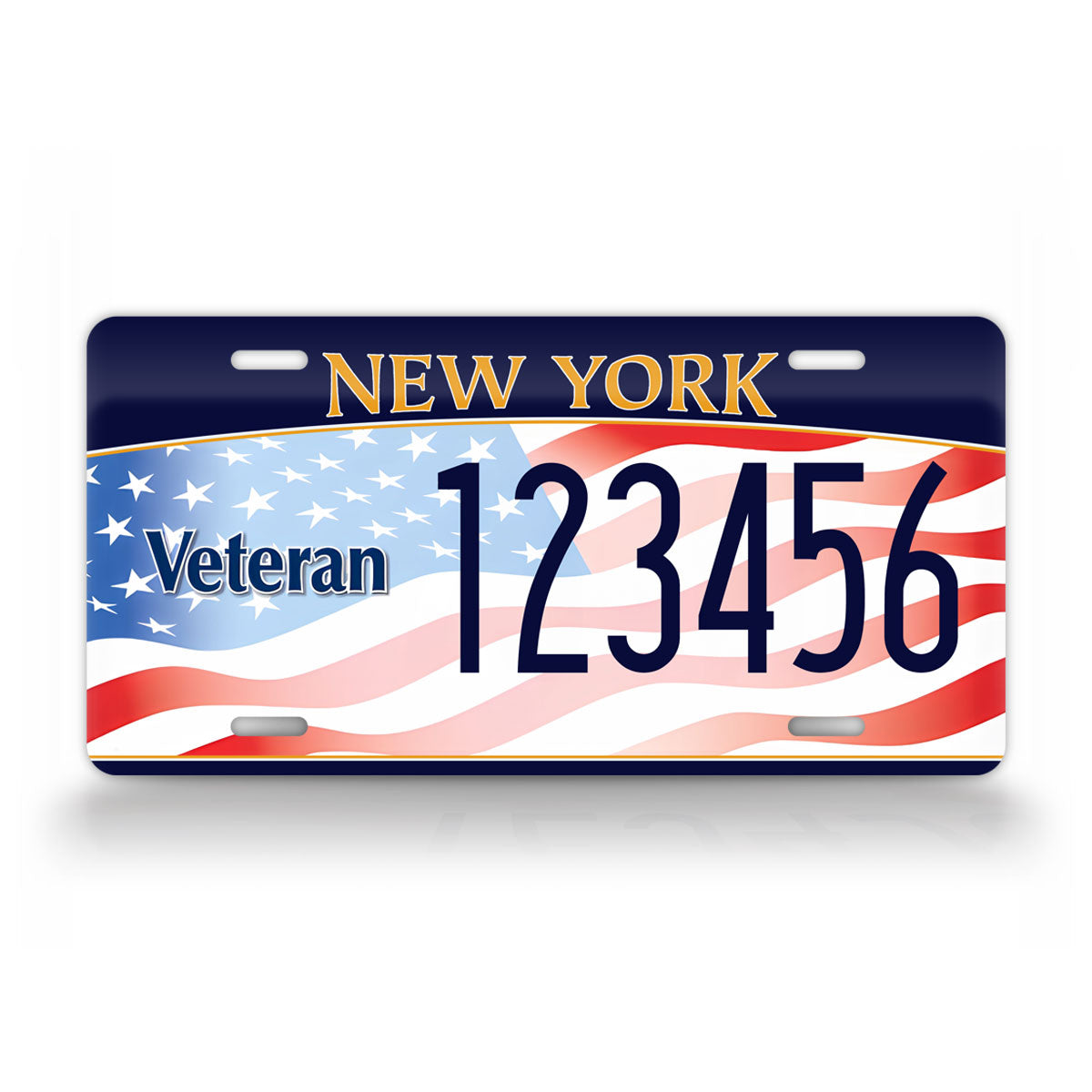 New York "Veteran - American Flag" Novelty License Plate